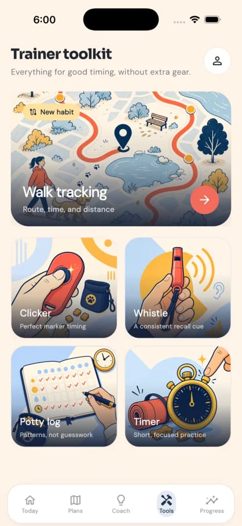 DogPath clicker, whistle, and training toolkit