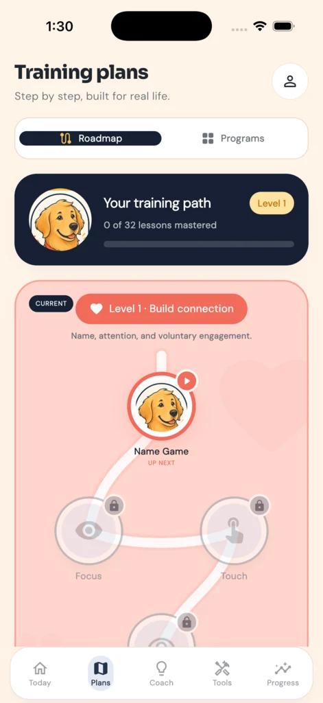 DogPath step-by-step training path with roadmap levels